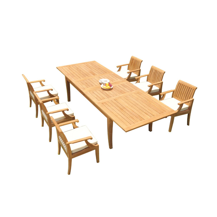 Rosecliff Heights Malta 6 Person Rectangular Teak Outdoor Dining Set